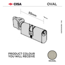 08230-02-12-KD, 55mm - 27.5/27.5, Double Cylinder, Thumbturn to Key, Keyed to Differ (Standard), 3 Keys, Nickel, CISA-1
