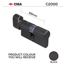 Bathroom Double Cylinder, Thumbturn to Coin, 69mm, Brass, Nickel or Black - CISA C2000-5