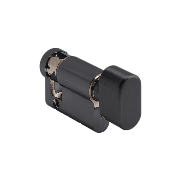 Thumbturn Half Cylinder Lock, 50mm, Nickel or Matt Black - CISA C2000 - Matt Black