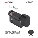 Thumbturn Half Cylinder Lock, 50mm, Nickel or Matt Black - CISA C2000 - Matt Black