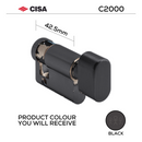 Thumbturn Half Cylinder Lock, 42.5mm, Brass, Nickel or Black - CISA C2000-5