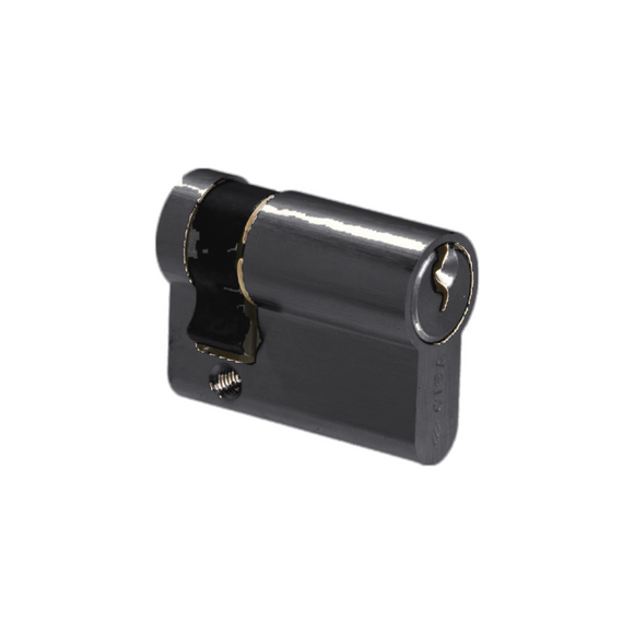 Oval Key Half Cylinder Lock, 42.5mm, Brass or Matt Black - CISA C2000 - Matt Black