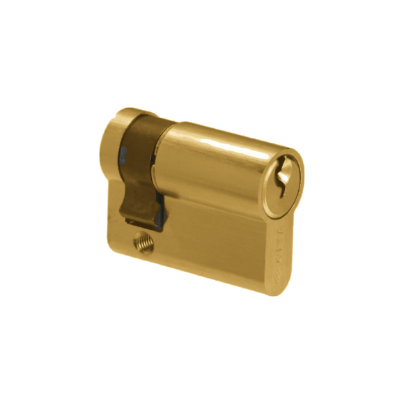Key Half Cylinder Lock, 69.5mm, Brass, Nickel or Matt Black - CISA C2000