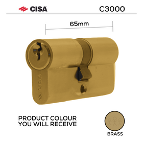 Key to Key Double Cylinder Lock, 65mm, Brass or Nickel - CISA C3000