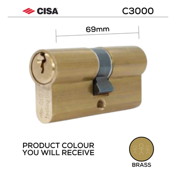 CISA Brass Cylinder Lock main product view; brass that means business for a better door setup, 69mm.
