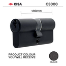 0N310-70-00-BLK-KD, 109mm - 54.5/54.5, Double Cylinder, C3000, Key to Key, Keyed to Differ (Standard), 3 Keys, 6 Pin, Black, CISA-1