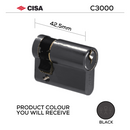 Key Half Cylinder Lock, 42.5mm, Brass or Matt Black - CISA C3000 - Matt Black