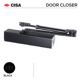 C1610-05-44, Door Closer, RACK & PINION REG ARM DOOR CLOSER WITH BACKCHECK PULL SIDE - DOORS 40-120KG & 850- 1400mm, EN2-EN6,  Fire-Rated, Black, CISA