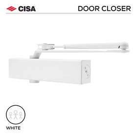C1610-05-45, Door Closer, RACK & PINION REG ARM DOOR CLOSER WITH BACKCHECK PULL SIDE - DOORS 40-120KG & 850- 1400mm, EN2-EN6,  Fire-Rated, White, CISA