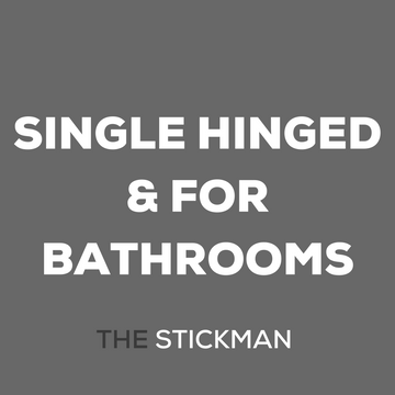 Main product view of The Stickman Store Hinge, made for bathroom doors with proper hardware with a bit of attitude.