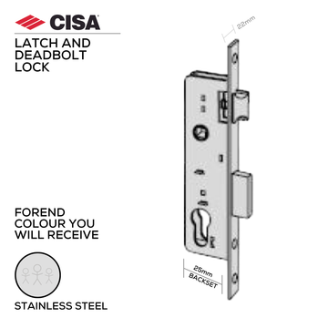 CISA Stainless Steel Cylinder Lock main product view; clean stainless confidence for a better door setup, 25mm (Backset).
