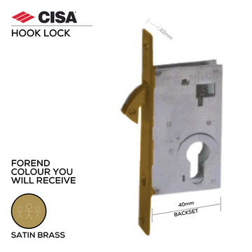 Hook Lock, 40mm Backset, Cylinder Excluded, Zinc Plated or Brass Plated - CISA