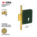 52310-40-00-With_Cylinder, Deadbolt Lock, Including Cylinder, 40mm (backset), Satin Brass, CISA(see below other sizes & colour options)-1