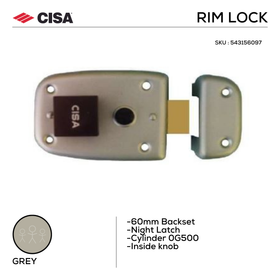 54315-60-97, Night Latch Lock, Excluding Cylinder, Inside Knob, With Hold-Open Device, Painted Grey, CISA