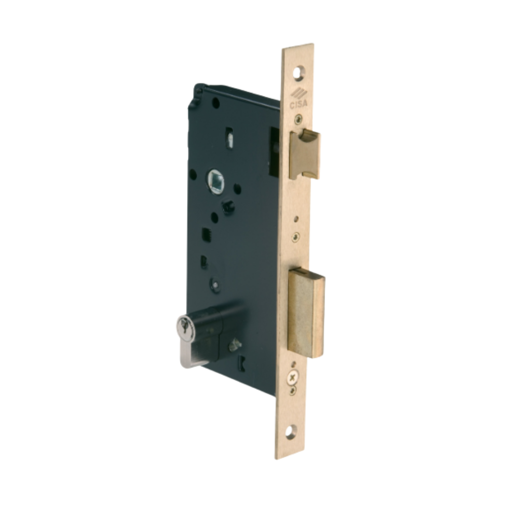 5C110-40-00-With_Cylinder, Latch and Deadbolt Lock, Including Cylinder, 40mm (backset), Satin Brass, CISA