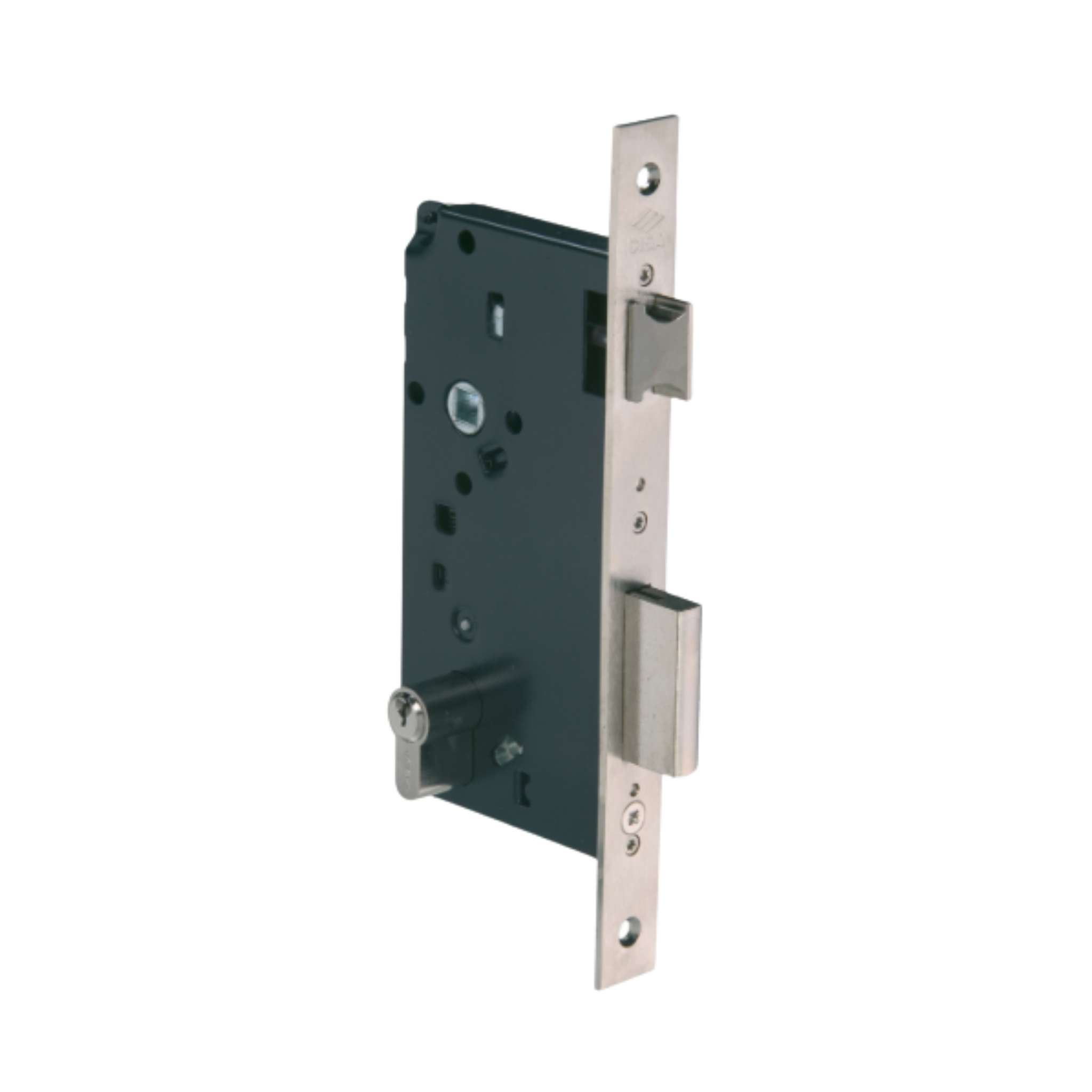 5C110-40-12-With_Cylinder, Latch Lock, Including Cylinder, 40mm (backset), Satin Nickel, CISA