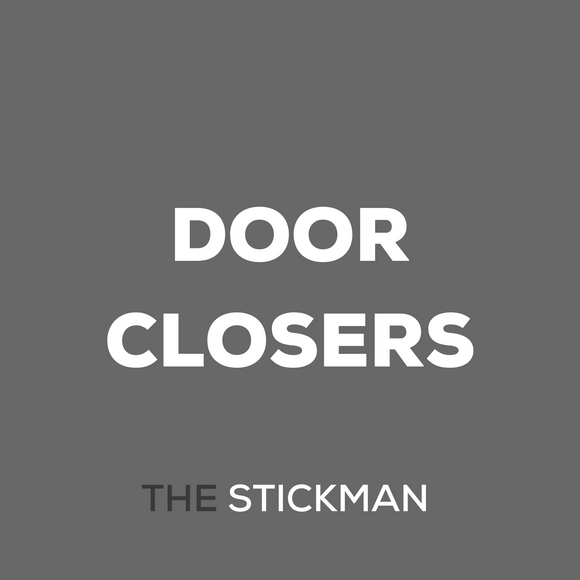 Main product view showing The Stickman Store Door Closer — proper hardware with a bit of attitude for doors.