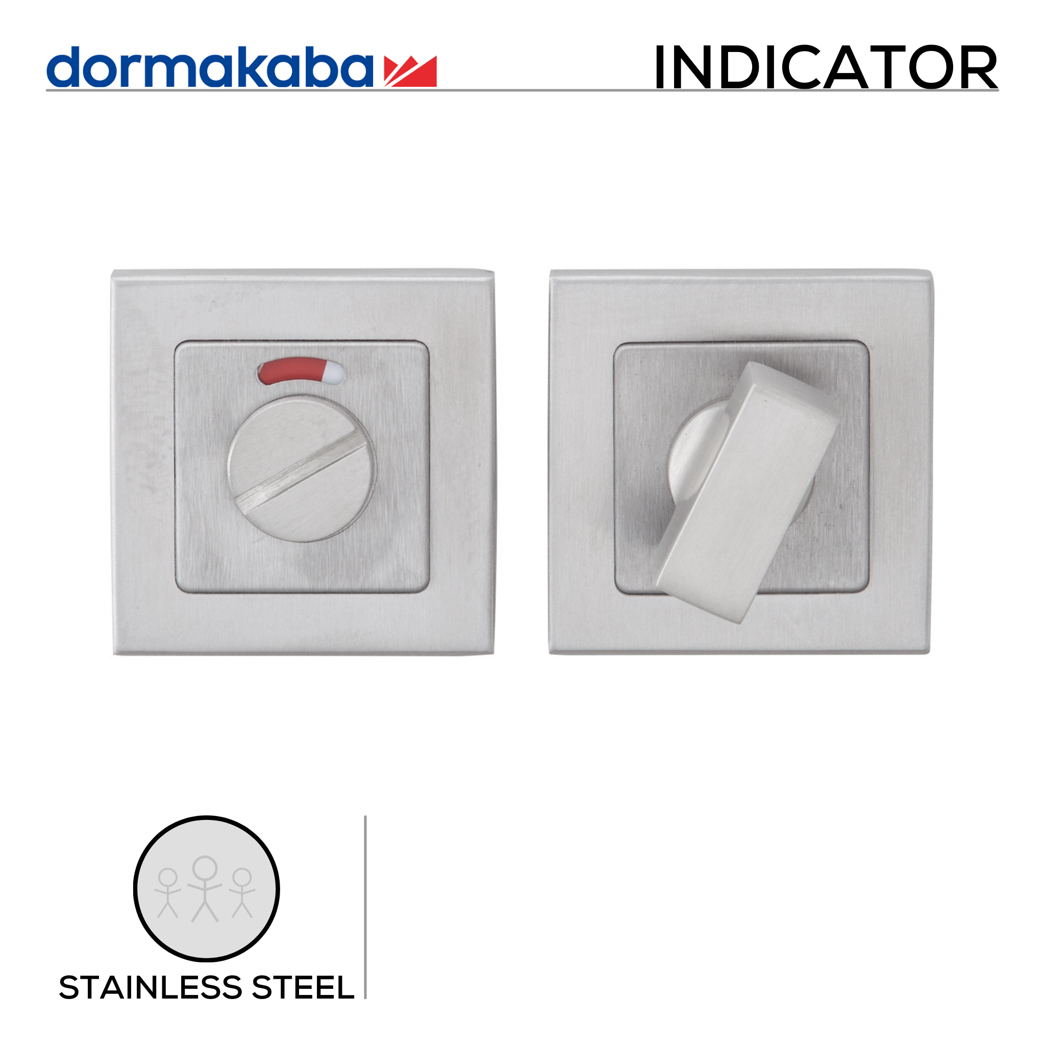 DSQ 005, Escutcheons, Square Rose, Water Closet, Stainless Steel, Dormakaba