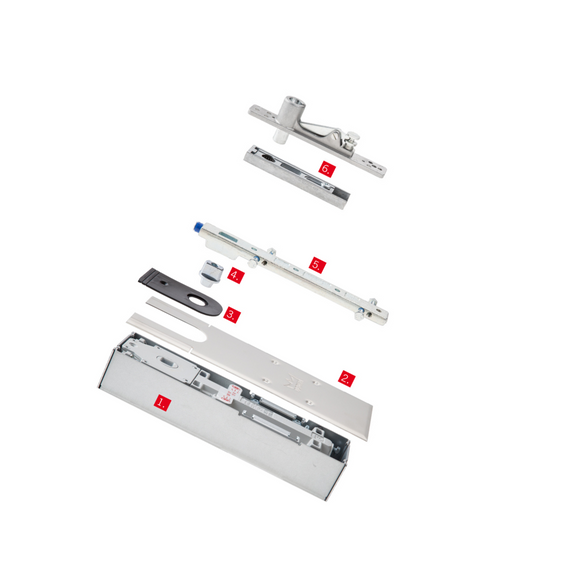 BTS75 DAT NHO Set, Floorspring Set, Double Action, Non Hold Open, 120 kg, 1100mm (w), Timber, EN 1-4, Standard, 8062 Top Centre, 7421 Bottom Strap, DORMAKABA