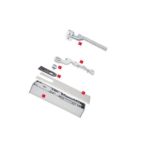 BTS75 SAT HO Set, Floorspring Set, Single Action, Hold Open, 120 kg, 1100mm (w), Timber, EN 1-4, Standard, 7411K/56E Top Centre, 7411/56 Bottom Strap, DORMAKABA