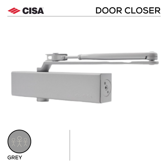 C1610-05-44 Door Closer – Heavy Duty – Up to 140kg – Standard Arm: (Available in Black, Grey, White & Brown)