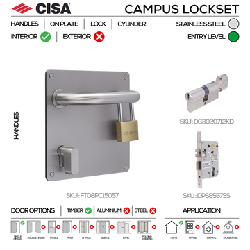 CISA Stainless Steel Cylinder Lock main product view; clean stainless confidence for a better door setup, left or right hand.