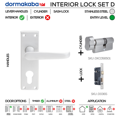 DORMAKABA Satin Chrome Cylinder Lock main product view for patio and sliding doors — clean, clever, and ready to work.