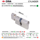 FT08 KNOB Complete Lockset 4SS, Lever Handles, Tubular, On Round Rose, With Escutcheons, 137mm (l), Stainless Steel, Sash Lock & Knob Cylinder Set, CISA-4
