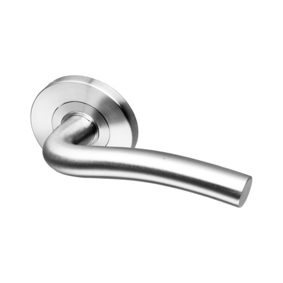 Coupe  Inari -Rose, Lever Handles, Tubular, Round Rose, With Escutcheons, Stainless Steel, QS