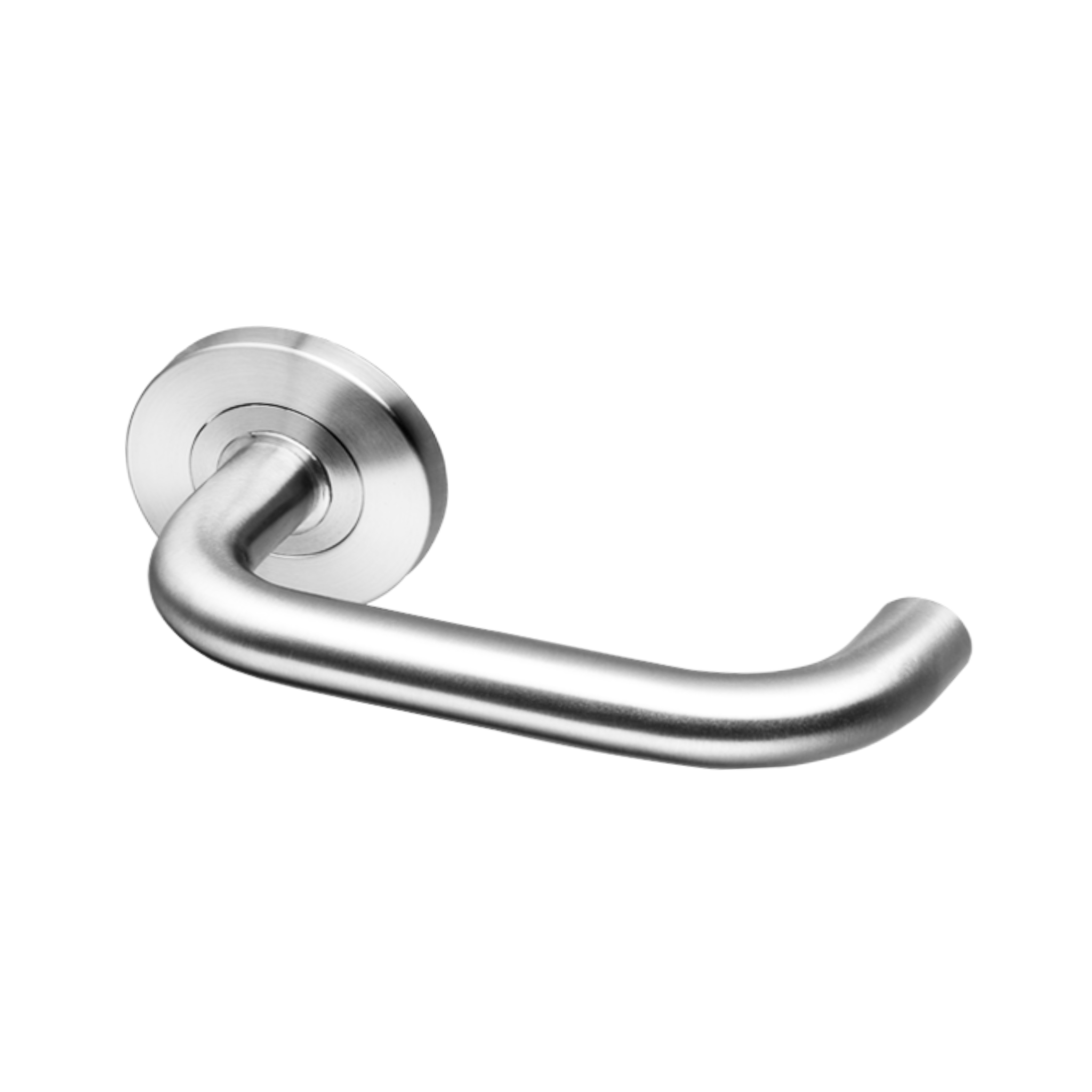Coupé Kiruna -Rose, Lever Handles, Tubular, Round Rose, With Escutcheons, Stainless Steel, QS