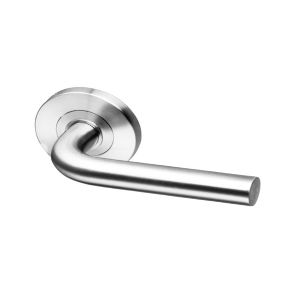 Coupe  Oslo -Rose, Lever Handles, Tubular, Round Rose, With Escutcheons, Stainless Steel, QS