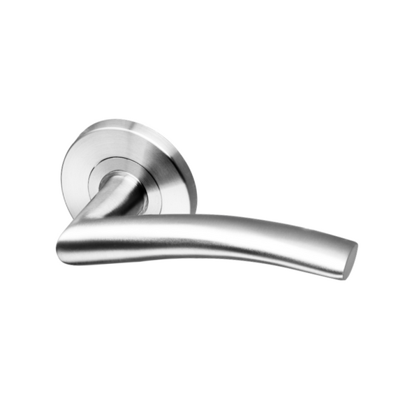 Coupe  Solna -Rose, Lever Handles, Tubular, Round Rose, With Escutcheons, Stainless Steel, QS