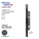Narrow Hook Lock, 35mm, Cylinder Excluded, Stainless Steel or PVD Black - Dormakaba - PVD Black