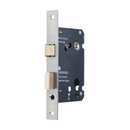 DORMAKABA Stainless Steel Cylinder Lock shown in finish detail, giving doors clean stainless confidence, 57mm (Backset) x 61mm (ctc).