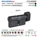 Matt Black Bathroom Double Cylinder, Thumbturn to Coin, 70mm - Dormakaba-1