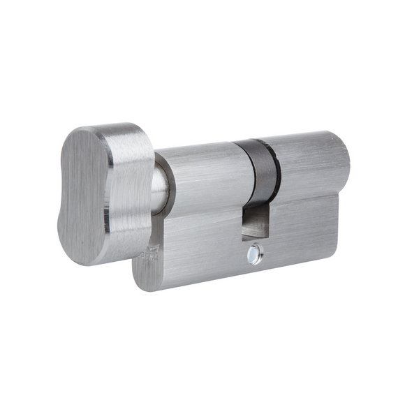 DKC206300 KD, 63mm (l), Knob, Cylinder, Keyed Different, 5 Pin, Satin Brass, DORMAKABA