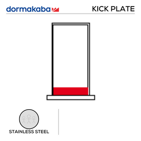 DKP-SS-200, Door Width Kick Plate, Door Width, 200mm (w) x 1.2mm (t), Right, Stainless Steel, Dormakaba