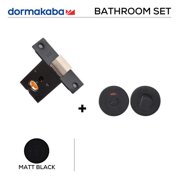 Bathroom Set, Round WC Indicator & Bolt, Stainless Steel or Matt Black - Dormakaba