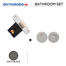 Main product view showing DORMAKABA Matt Black Deadbolt Lock — dark, sleek, and ready to stand out for bathroom doors.