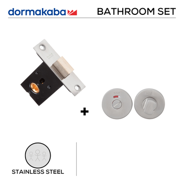 DORMAKABA Stainless Steel Deadbolt Lock for bathroom doors, main product view with strong stainless style.