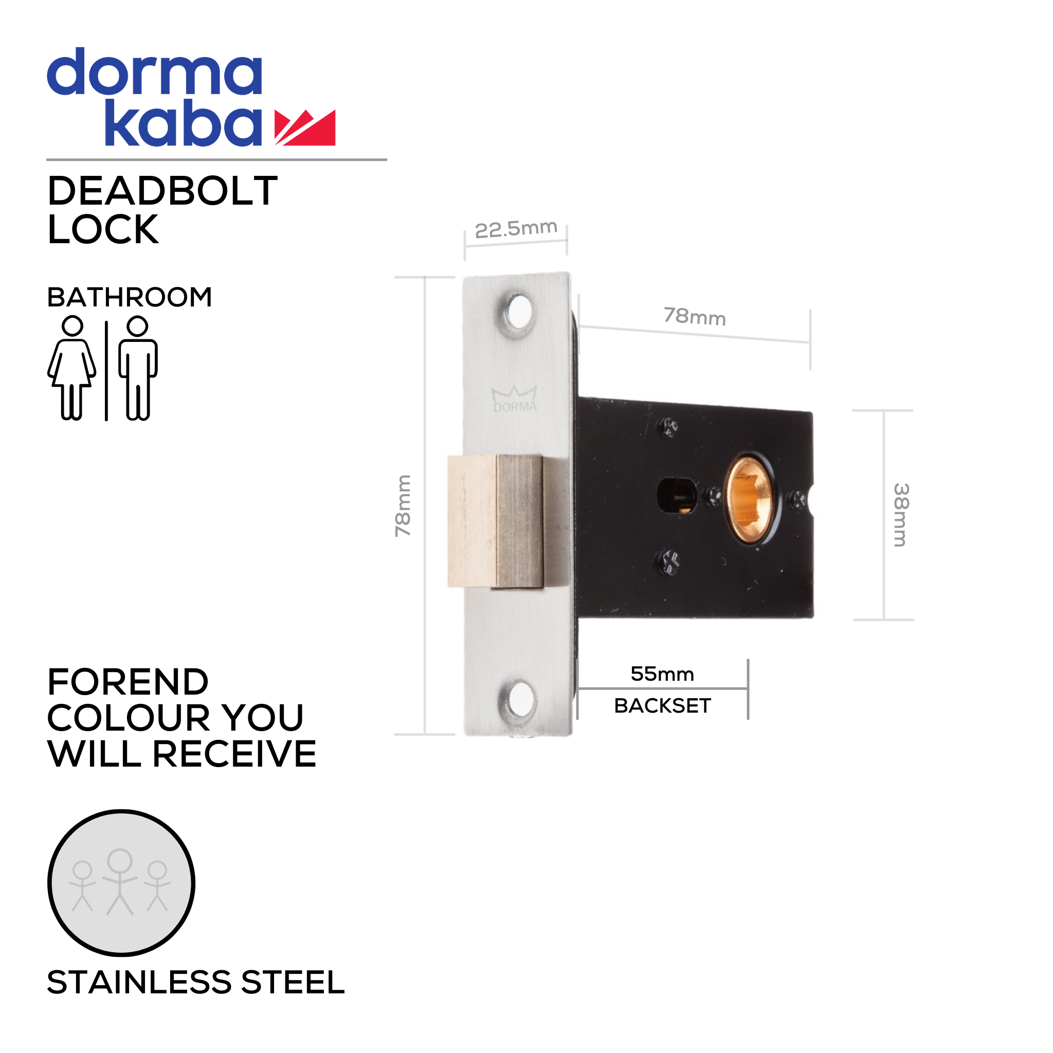 DMWC-SS-008 + DWC 005, Bathroom, Indicator with Bolt, Stainless Steel, DORMAKABA