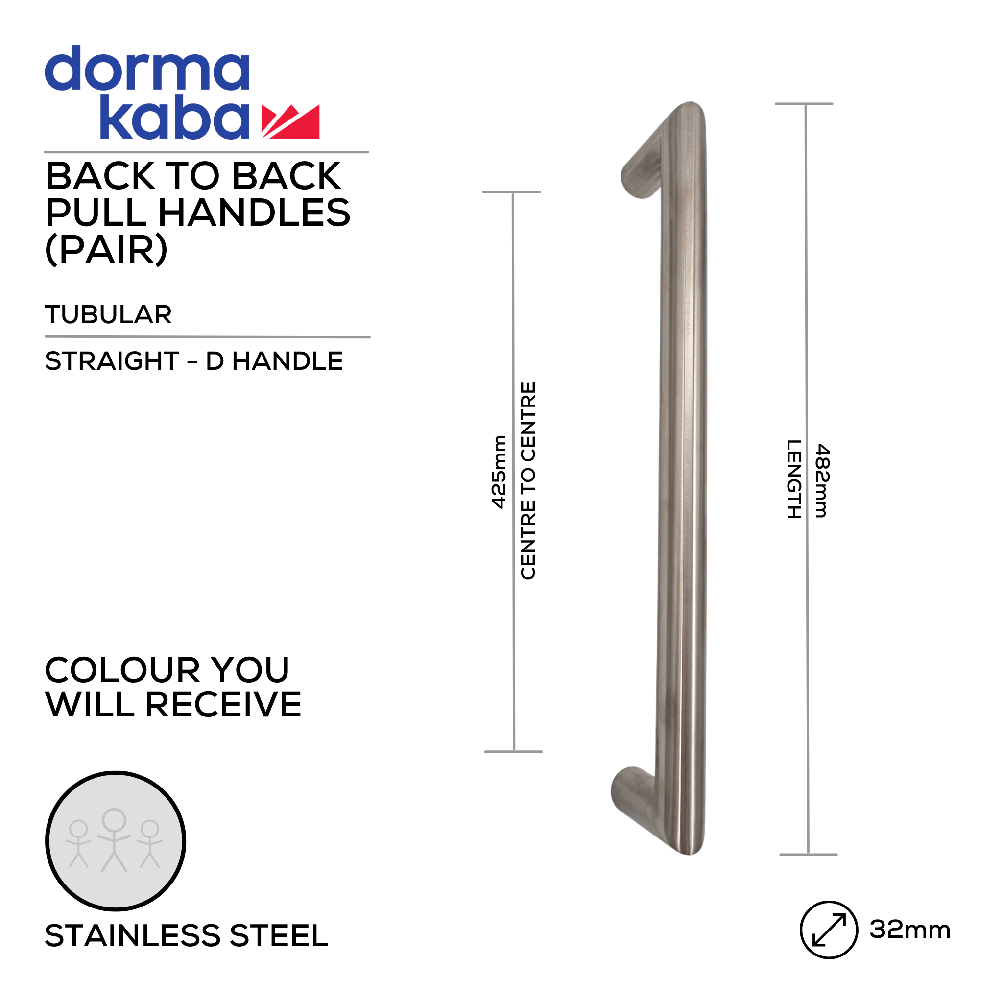 DORMAKABA DPH-218-BTB-SS Stainless Steel Pull Handle | The