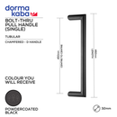 DPH219 BLK BT, Pull Handle, Tubular, Chamfered, D Handle, BoltThru, 32mm (Ø) x 482mm (l) x 450mm (ctc), PVD Black, Dormakaba-1