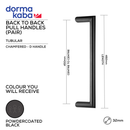 DPH219 BLK BTB, Pull Handle, Tubular, Chamfered, D Handle, BTB, 32mm (Ø) x 482mm (l) x 450mm (ctc), PVD Black, Dormakaba-1