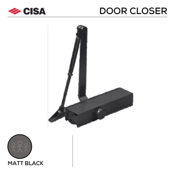 DPS (Cisa) D4 door closer, regular arm, Matt Black