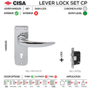 DPS3L SET H1, 3 Lever Lockset, Lever Handle, On Plate, Chrome Plated, CISA-1