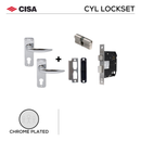 DPS61 57C H2, Cylinder Lockset, Lever Handle, On Plate, Chrome Plated, CISA-1