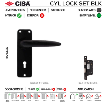 CISA Chrome Cylinder Lock for patio and sliding doors, main product view with clean, clever, and ready to work.