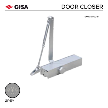 CISA Black Door Closer main product view; sharp modern attitude for a better door setup, Up to 100kg.