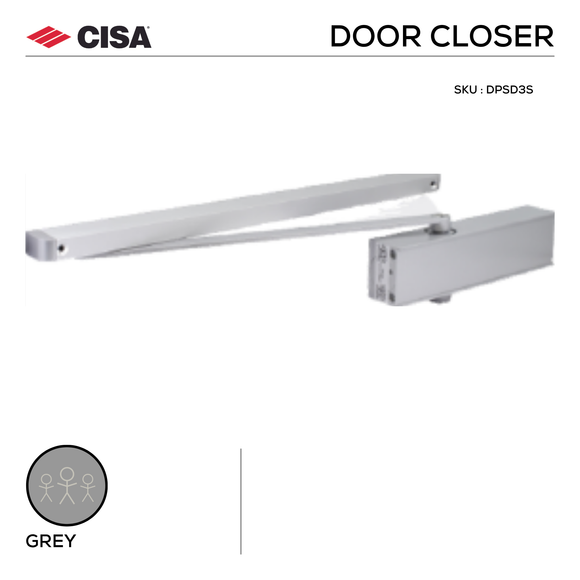 DPS D3 Door Closer – Standard – Up to 100kg: (Available in Black, Grey, Regular & Slide Arm)